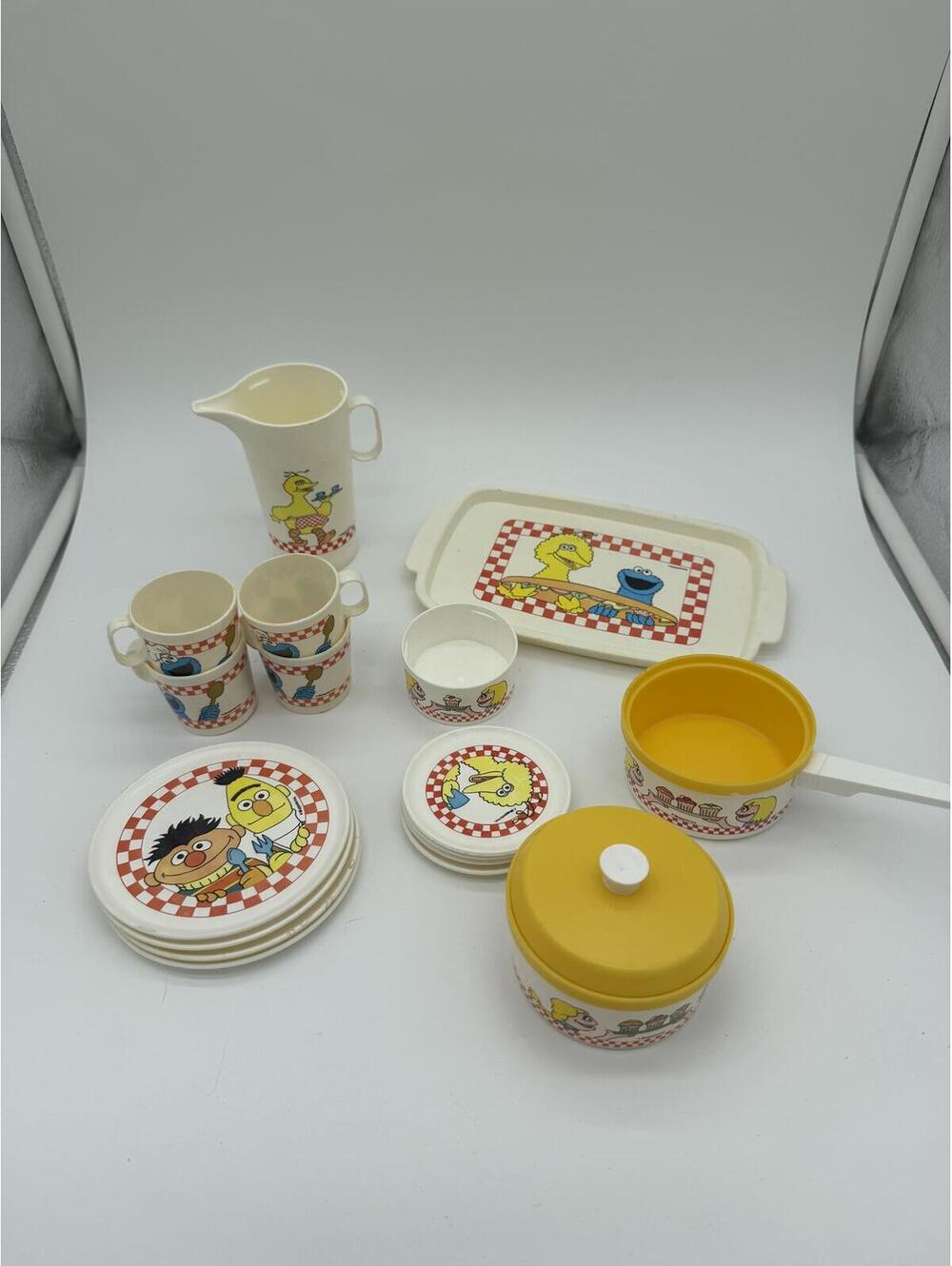 Vintage Chilton Sesame Street Children’s Play Dish Set  - 18pc Set- Incomplete